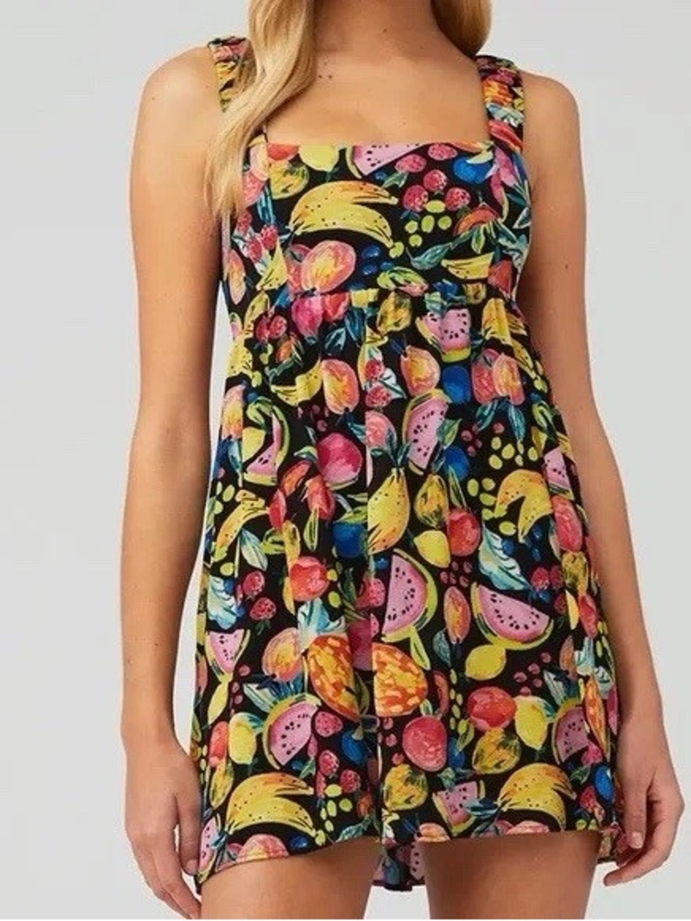 Show Me Your MuMu Black Tropical Fruit Mini Dress